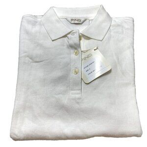 NEW Ping Women's Collard Button Up Golf Polo T Shirt -Small-Creamy White Colour